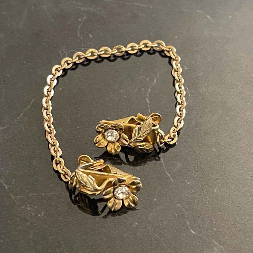 Vintage Gold Floral Sweater Clips.